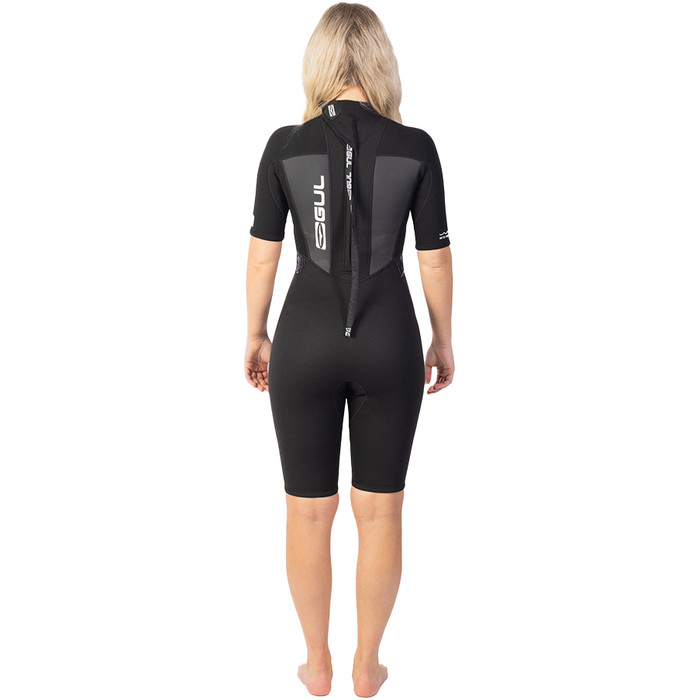 2024 Gul Womens Response 3/2mm Back Zip Shorty Wetsuit RE3318-C1 - Black